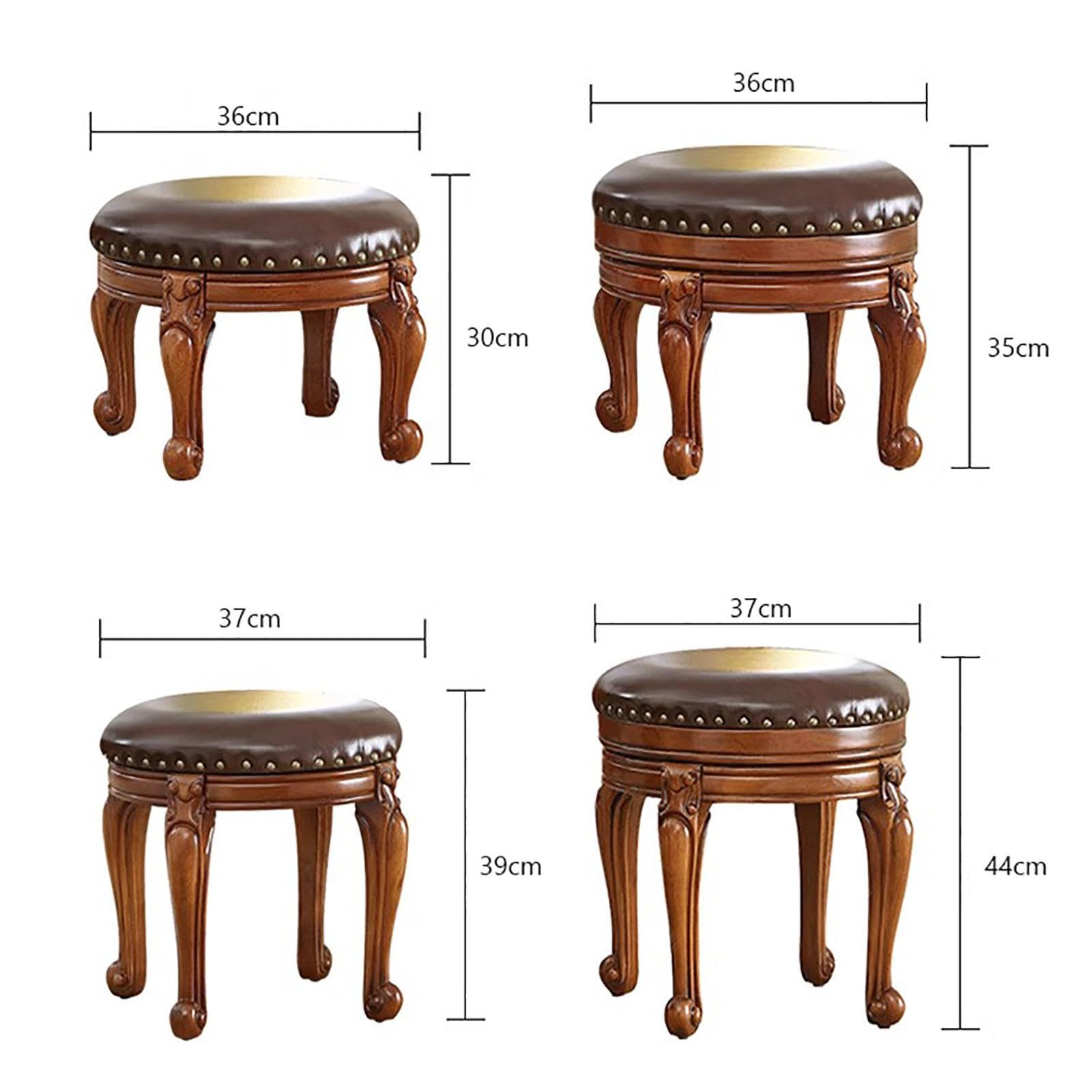 Amazon｜レザー製回転式小型フットスツール、ヴィンテージ無垢材